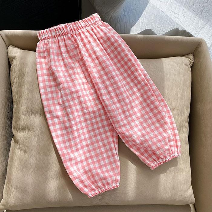 Summer Kids Plaid Mosquito-Repellent Casual Pants for Boys and Girls 80