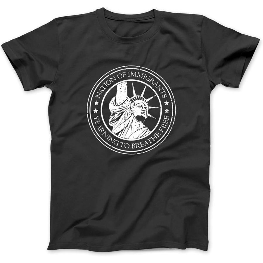 Nation of Immigrants - American Statue of Liberty T-Shirt Sweatshirt Hoodie for Men Women Kids Made in Canada Black XXXXXL разноцветный