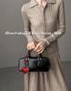 Heart-shaped bag charm keychain with black leather cord. Korean style. Women's bag decoration. Cute and stylish leather chain. A great gift for women.