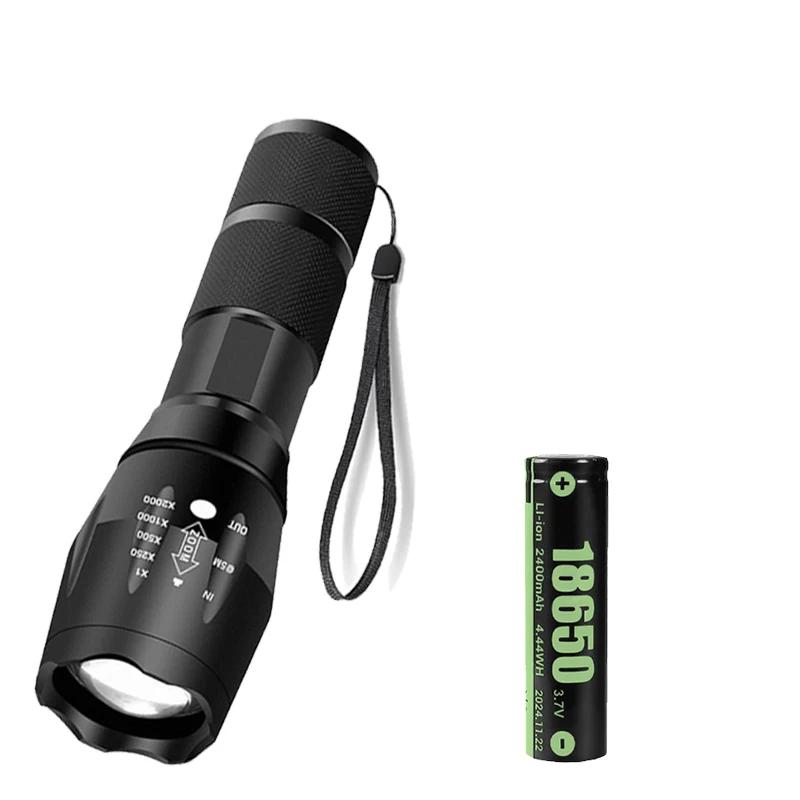High Power T6 LED Flashlights Camping Torch 5 Light Modes Zoom Light Aluminum Alloys Waterproof Material External 18650 Battery