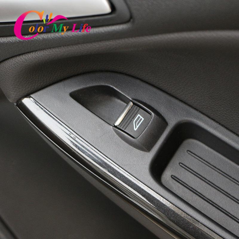 Color My Life Stainless Steel Car Windows Lift Knob Trim Window Lifter Buttons Stickers for Ford Focus 3 4 MK3 MK4 2012