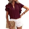 Summer V-neck Casual Design Style and Temperament Top Solid Color Women’s Blouses & Shirts