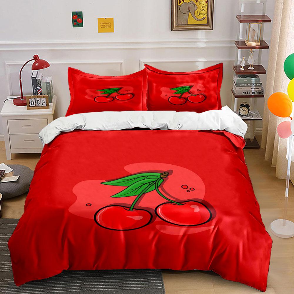 "Red Cherry Theme Bedding Set" Bedding Duvet Cover Set Duvet Cover Pillowcases  (1 * Duvet Cover 2 * Pillowcases, without duvet insert)