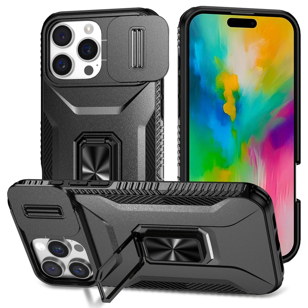 For iPhone 16 Pro Max Case Camshield Kickstand TPU+PC Phone Cover