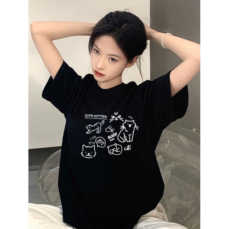 Summer Fashion Unique Design Pure Cotton Printed Unisexs and Womens Clothing New Personalized Loose Casual Round Neck Tshirt