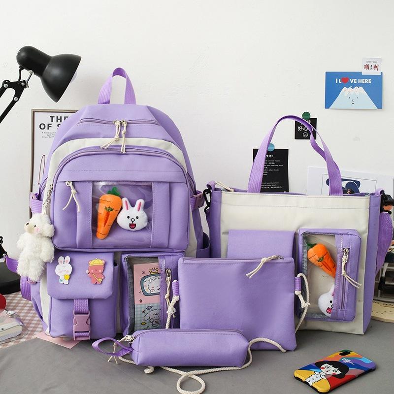 

TS JYL laptop bag,Custom 4 Sets Student Backpack Korean Cute New Set Handbag Backpack OneSize фиолетовый