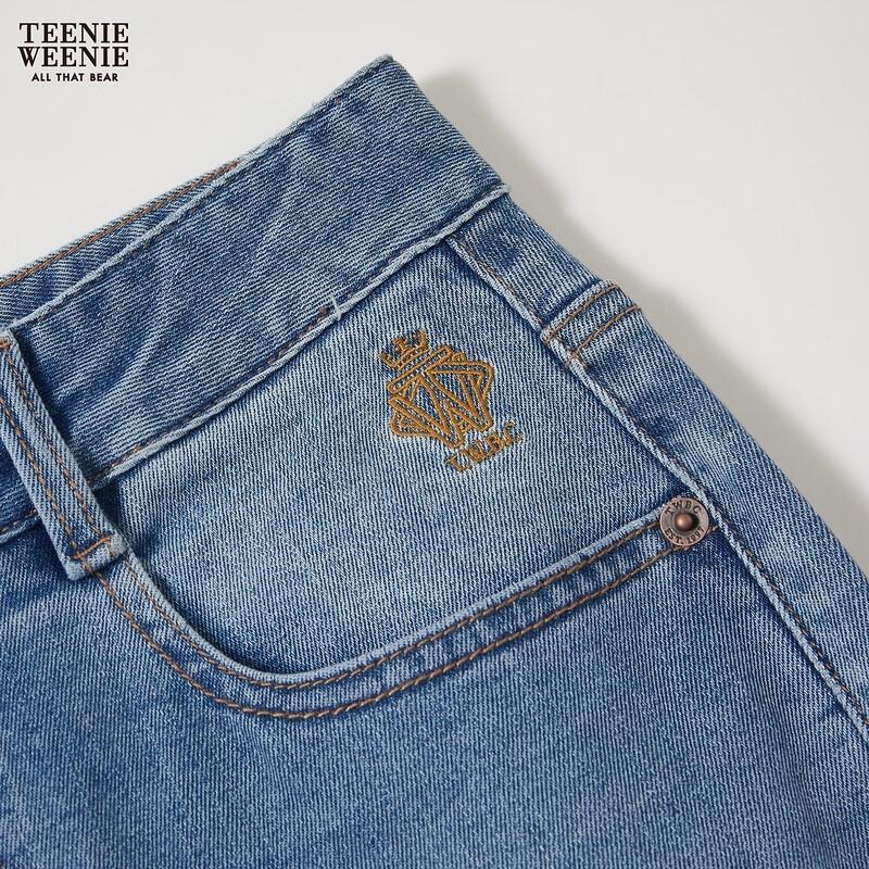 Teenie Weenie Bear Letter Denim Jeans for Women