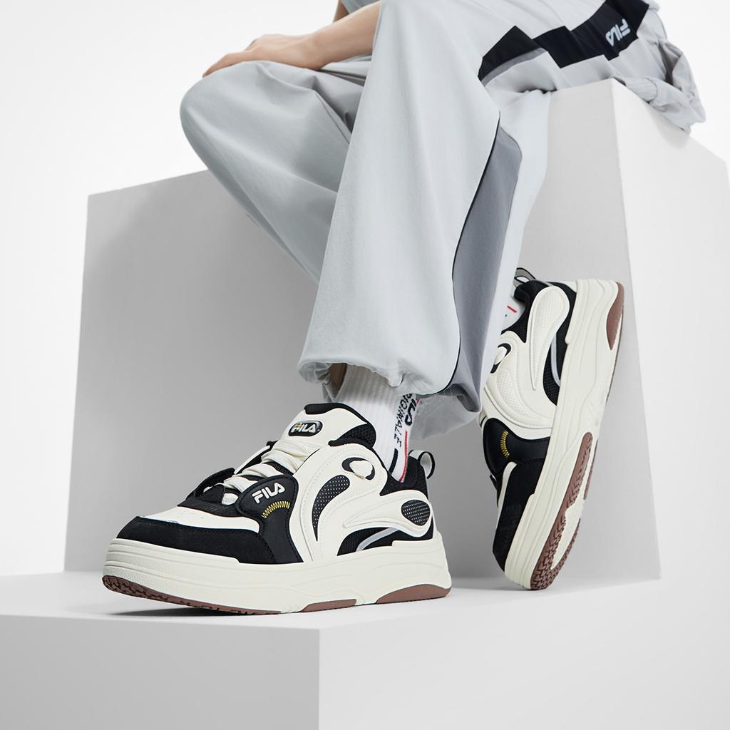 New FILA VIBE Abrasion Resistant Low Top Skateboard Shoes Men's Black White F12M512201FBP