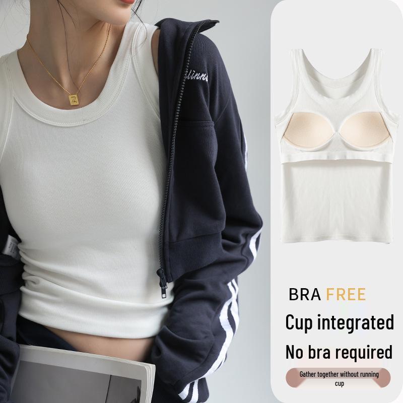 Damen Sommer Modal Geripptes Trägertop mit integriertem BH