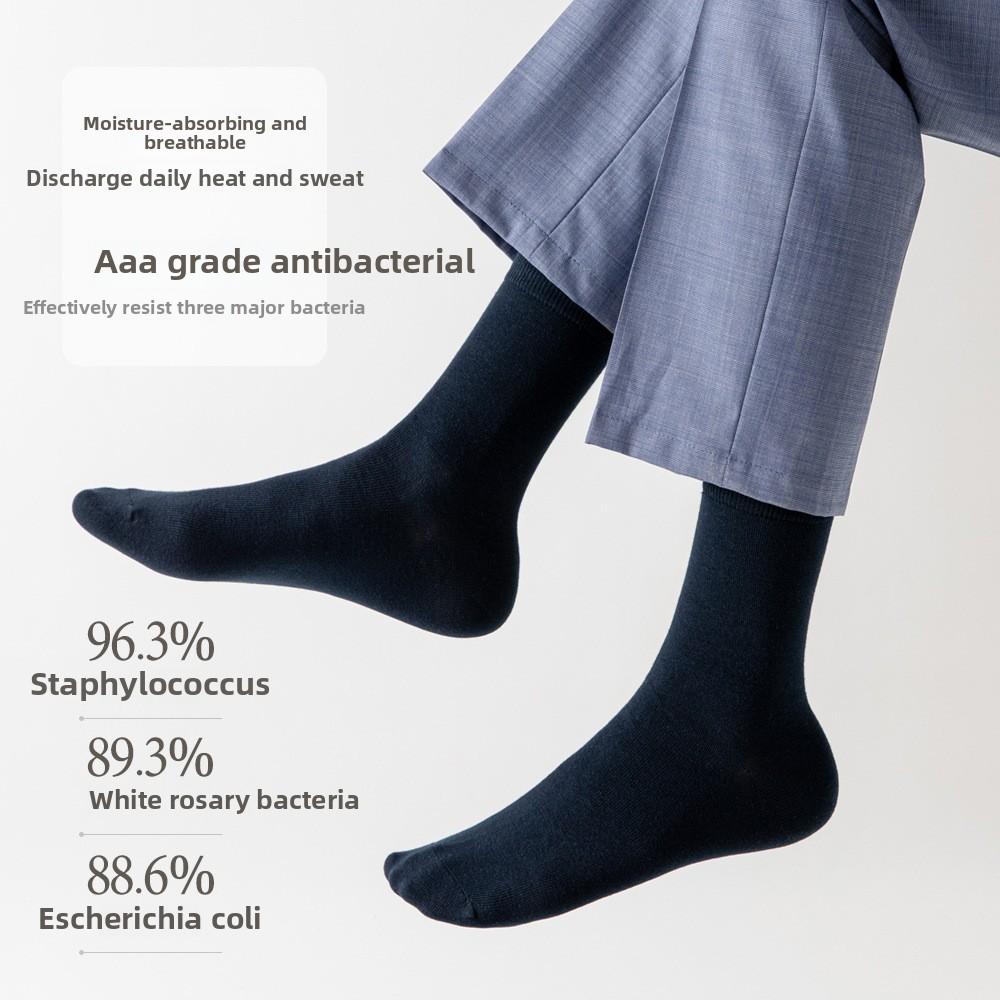 5 Paar Herren Business Schweißableitende Ganzjahres Baumwolle Midtube Baumwollsocken
