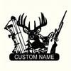 Customizable Hunting Metal Sign - Personalized Deer, Rifle & Bow Design - Heavy-Duty Outdoor/Indoor Decoration - Custom Name