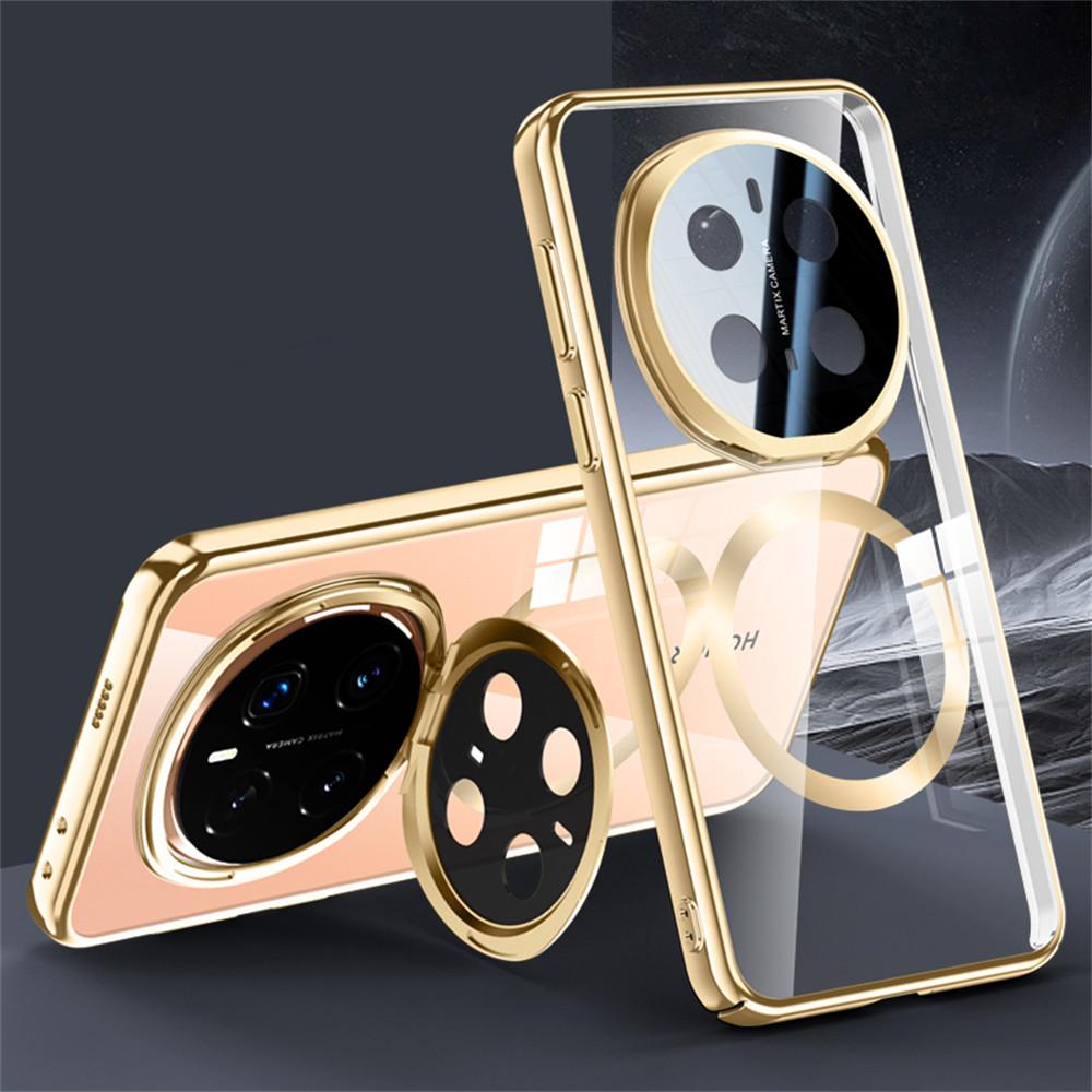 

For Honor Magic7 Pro 5G Case Compatible with MagSafe Lens Kickstand Clear PC Back Cover Gold
