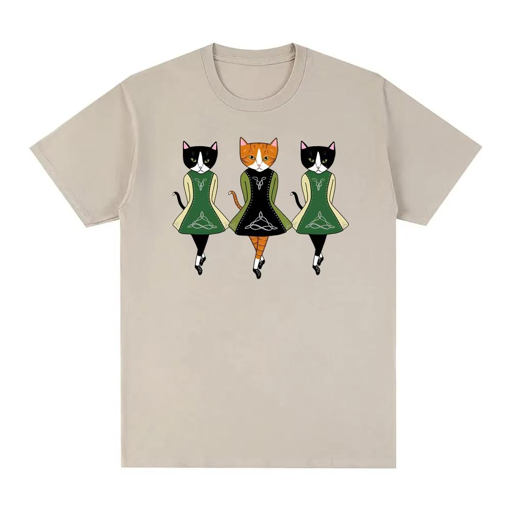 Irish Step Dancing Cats TShirt High Quality Round Neck Comfortable Tees Summer Casual Clothes Fashion Pure Cotton Oneck Tops