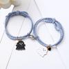 Yousheng 2Pcs Elastic Rope Love Heart Magnet Suction Bracelet Halloween Ghost Pendant Couple Bracelet Men Women Jewelry Gift