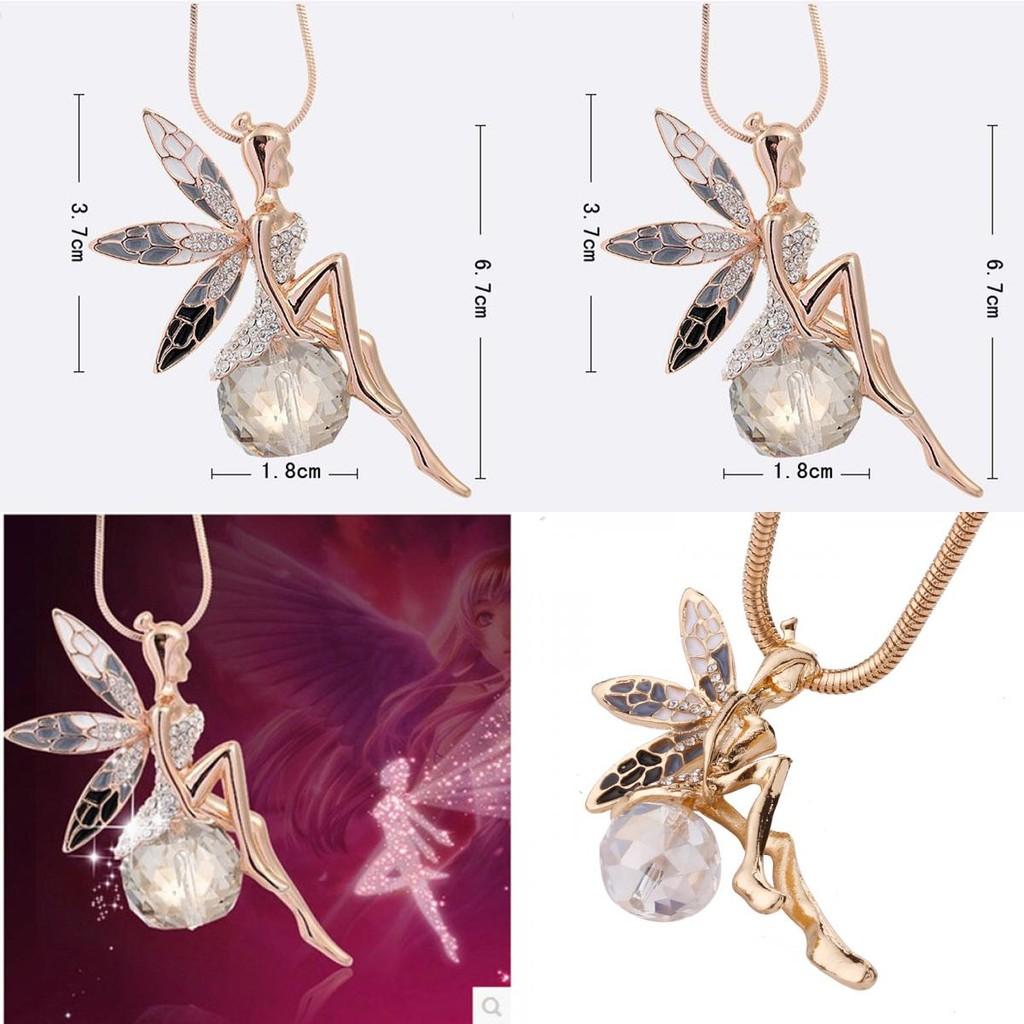 Stylish Angel Wing Pendant Necklace Floral Alloy Jewelry Gift For Women Corporate Event Souvenir