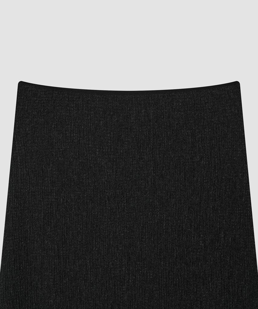 Deolil Wavy Linen Long Skirt_Black