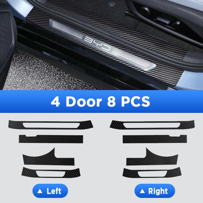 Car Door Sills Scuff Plate Threshold Protector Interior Imitation Carbon Fiber Sticker Accessories For BYD SEAL EV 2023-2025