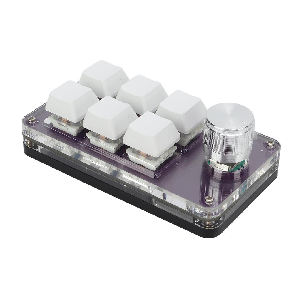 Shortcut One Handed Mechanical Keyboard Multifunction Mini 6 Key Gaming Keypad with RGB Light Knob