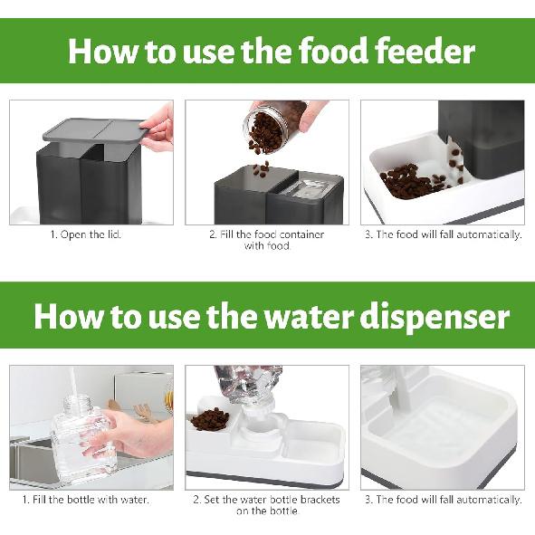 Yummy Sam Automatic Small Pet Feeder and Water Dispenser, 2 in 1 Gravity Cat Auto Pet Feeder and Waterer Set Feeder Dish for Small Medium Pets Dog