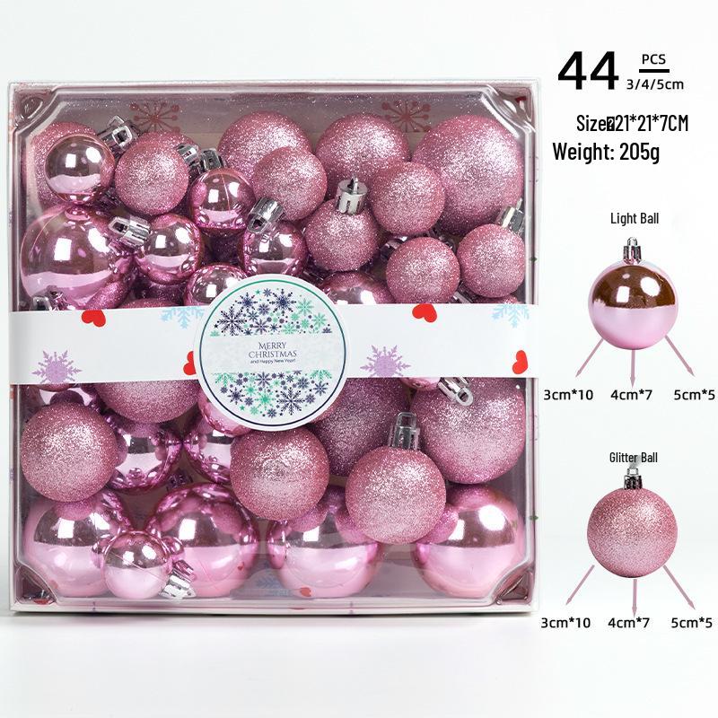 Christmas Tree Ornament Set: 44 Glittery Balls (3/4/5cm) In Colorful Square Box