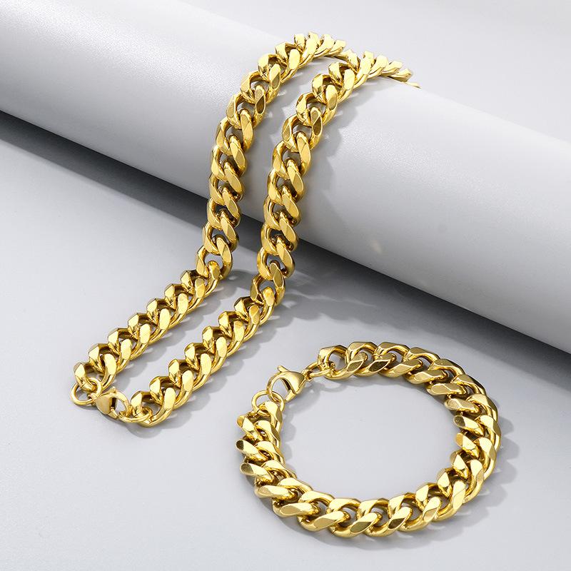 Halskette aus Titanstahl mit dicker Hip-Hop-Kette, Edelstahl sechsseitig geschliffene Kette mit Kettenschmuck