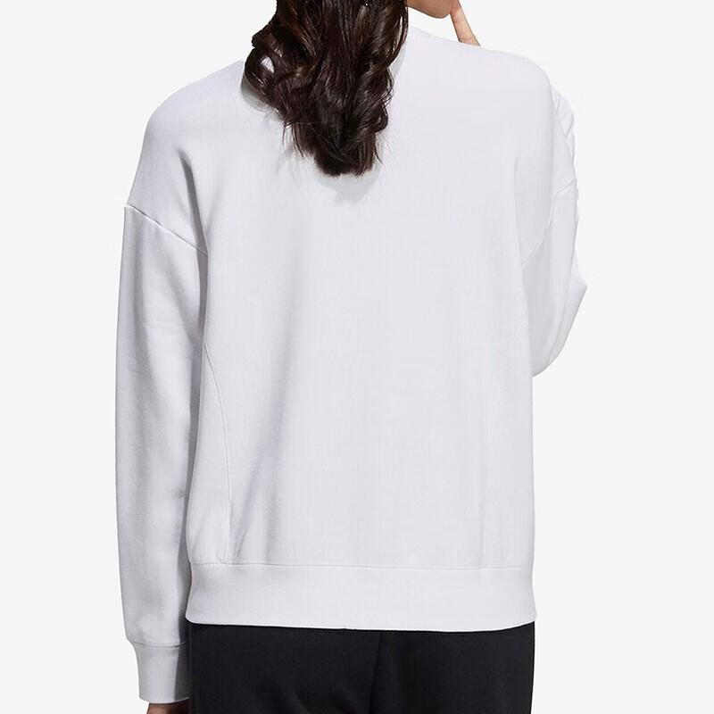 Adidas Neo Letter Logo Print Loose Round Neck Long Sleeve Sweatshirt Women sweatshirt White H18610