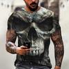 Summer Round Neck 3D Skull Graphic Print Top Fashionable Casual Short Sleeved Men's T-shirts