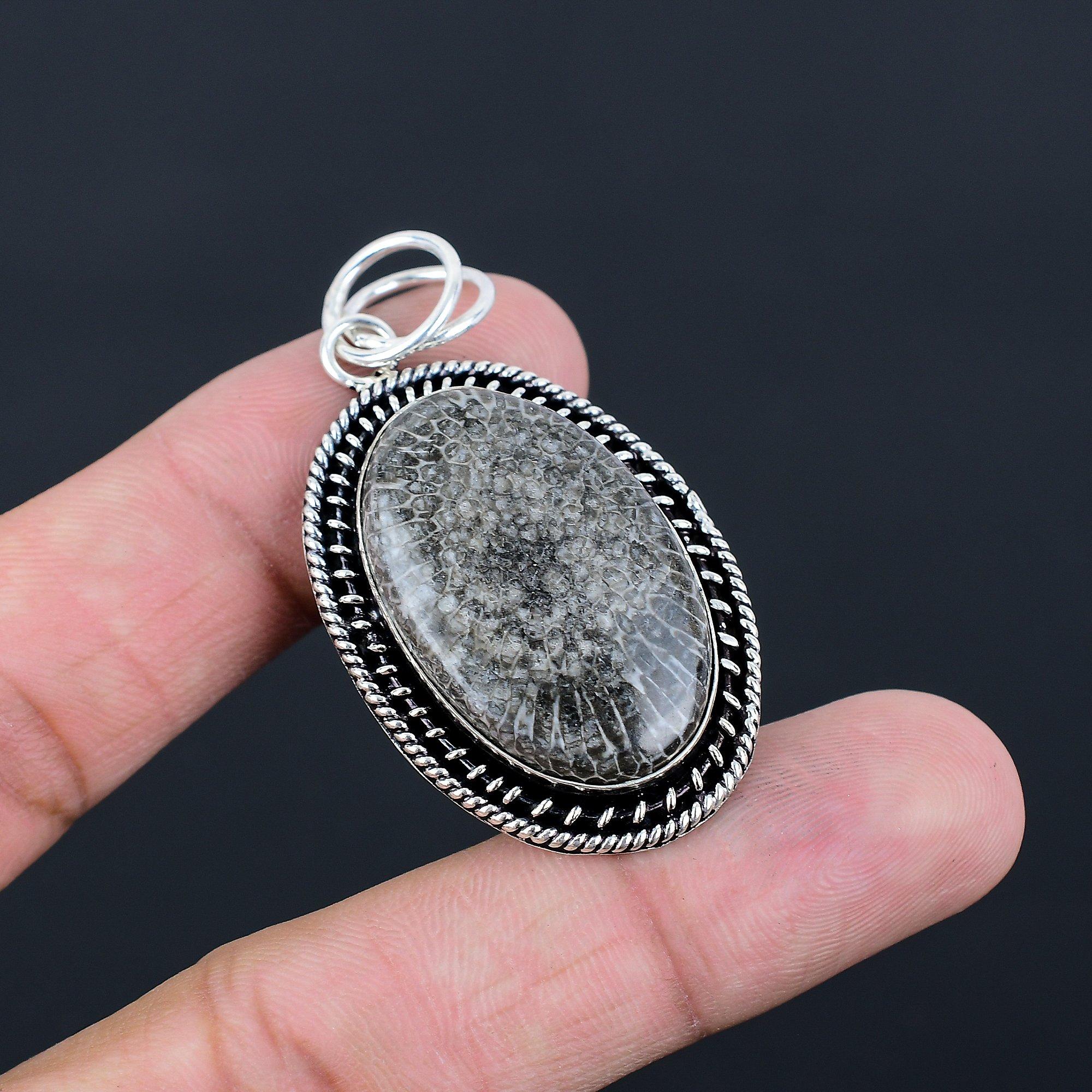 Daughters Day Sale Stingray Coral Stone Sterling Silver Mother Bezel New Pendant