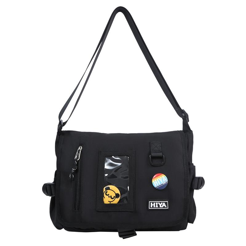 Женская сумка-мессенджер Мужская большая вместительная сумка через плечо Студенческая сумка-мессенджер чёрный