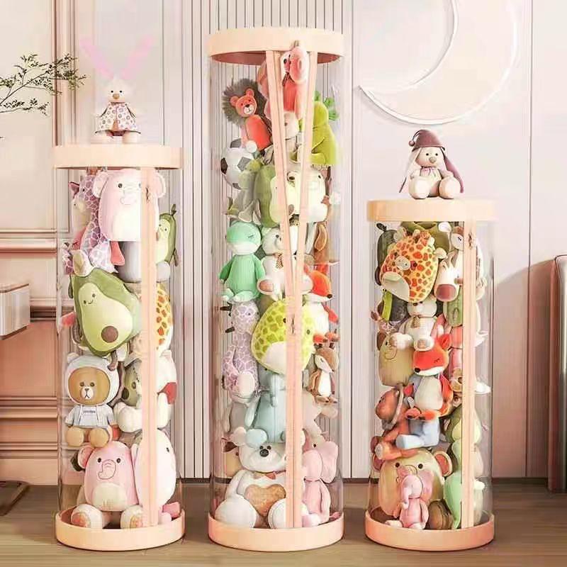 Stuffed Animal Storage Tube, Large Capacity Toy Storage Organiser with Zipper, Wheels Toy Holder for Toddler Rooms, Playrooms & Bedrooms