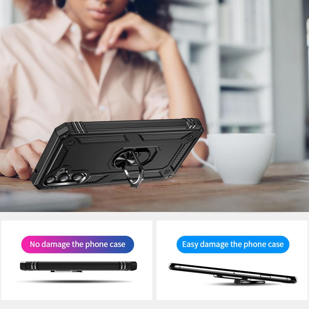 For Samsung Galaxy A34 5G Ring Holder Kickstand Case TPU+PC Protective Phone Cover