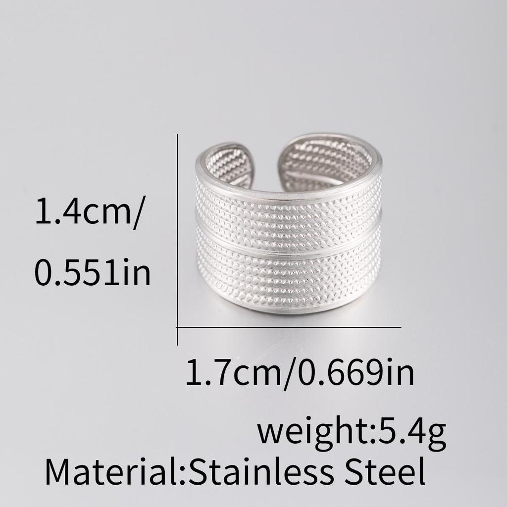 Stainless Steel Adjustable Open Ring - Colorfast Titanium Jewelry
