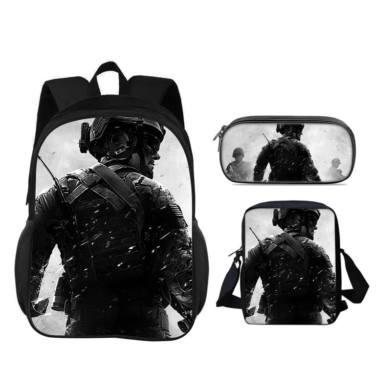 Call of Duty Backpack, Pencil Case, Shoulder Bag, 3-piece Set, Cartoon Print, New Trend, Best Campus Companion for Students