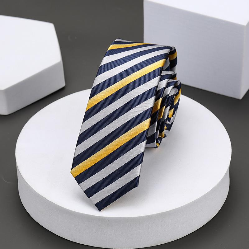 Version Coréenne Décontractée 5cm Hommes et Femmes Robe d'Affaires Marié Mariage Rayure Main Travail Étroit Paresseux Couleur Unie Cravate