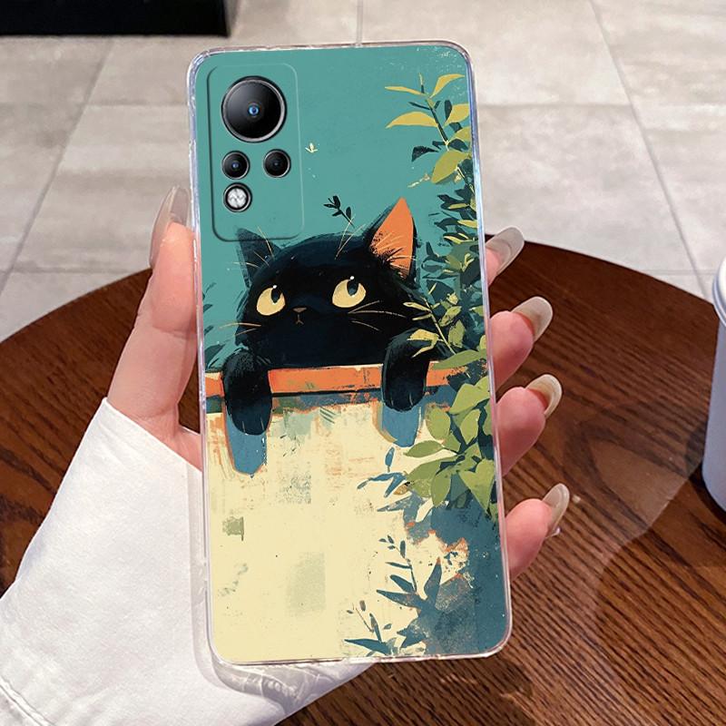 Casing For Infinix Note 11 12 X663 X663B X663C X663D Case Aesthetic Fashion Cute Cat Silicone Back Cover Transparent Phone Case