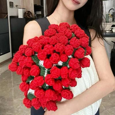 Manta Ramo de Rosas Hecha a Mano Ganchillo Manta de Rosas Diseño Floral Manta para Sofá Sofá Cama Coche Niñas Mujeres Regalo de Cumpleaños