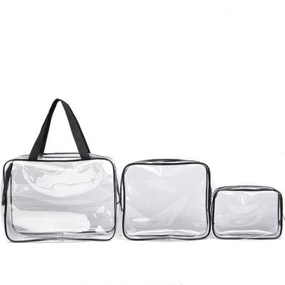 Transparent Fashion PVC Travel Toiletry Bag Set - Customizable Logo, 3 Pieces