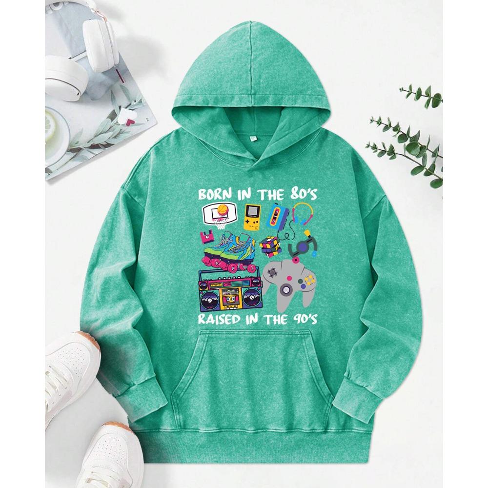 Collection Of Entertainment Tools Printing Women Washed Hoody Creativity Cotton Hoodies Pullover Casual Multicolor Tops