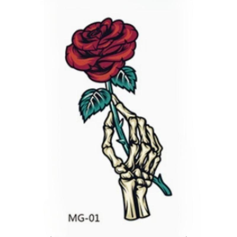 

Waterproof Temporary Tattoo Stickers Beautiful Flower Rose Fake Flash Unisex Diverse And Skin Friendly Fashion Tattoos Painting