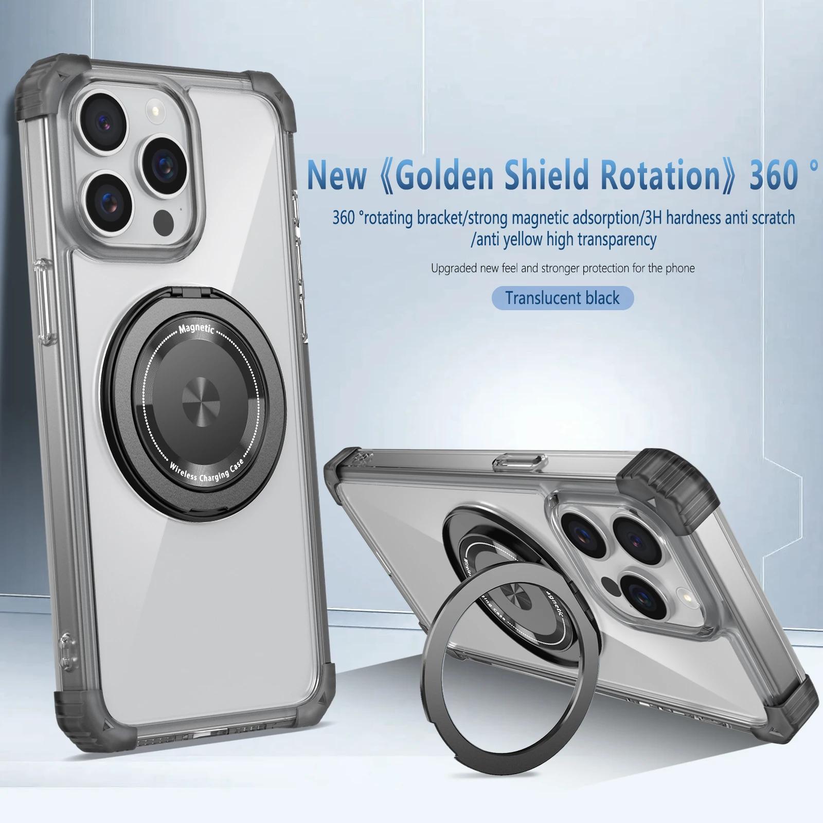 

Вращающийся на 360 градусов чехол для телефона с защитой от падения для iPhone 12 13 14 15 Pro Max 15 Plus Магнитный чехол для IPhone13 14 15 ProMax For IPhone 13 ProMax чёрный