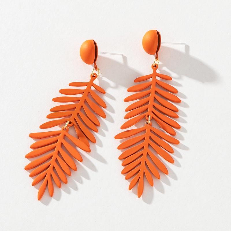 Pinkdudu Fashion Exaggeration Colorful Leaf Earrings Simple Candy-Colored Acrylic Stud Earrings for Women Jewelry Gifts PD901