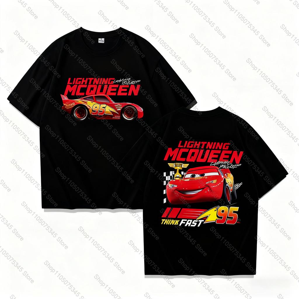 Fun Lightning Mcqueen and Sally T Shirt for Couples Mcqueen Sally Tshirts Doublesided Print Tee for Unisex Women Tops