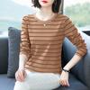 Women Plus Size Striped Long Sleeve T-Shirt O-Neck Cotton Loose Casual Fall Basic Base Top M-5XL