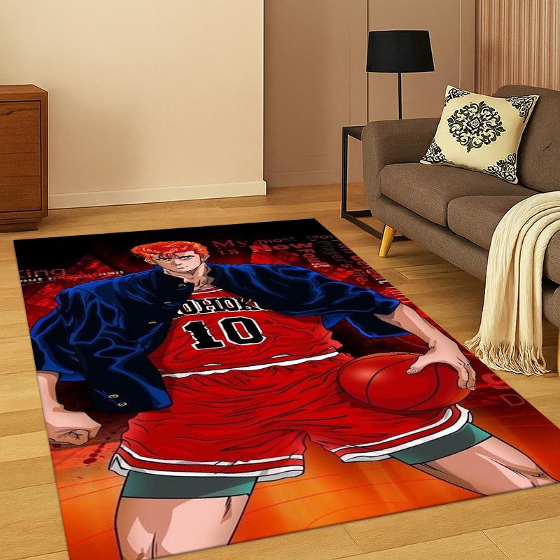 Cartoon Slam Dunk Basketball Anime Carpet Rug for Bedroom Living Room Sofa Playroom Doormat Home Decor,Kid Area Rug Non-slip