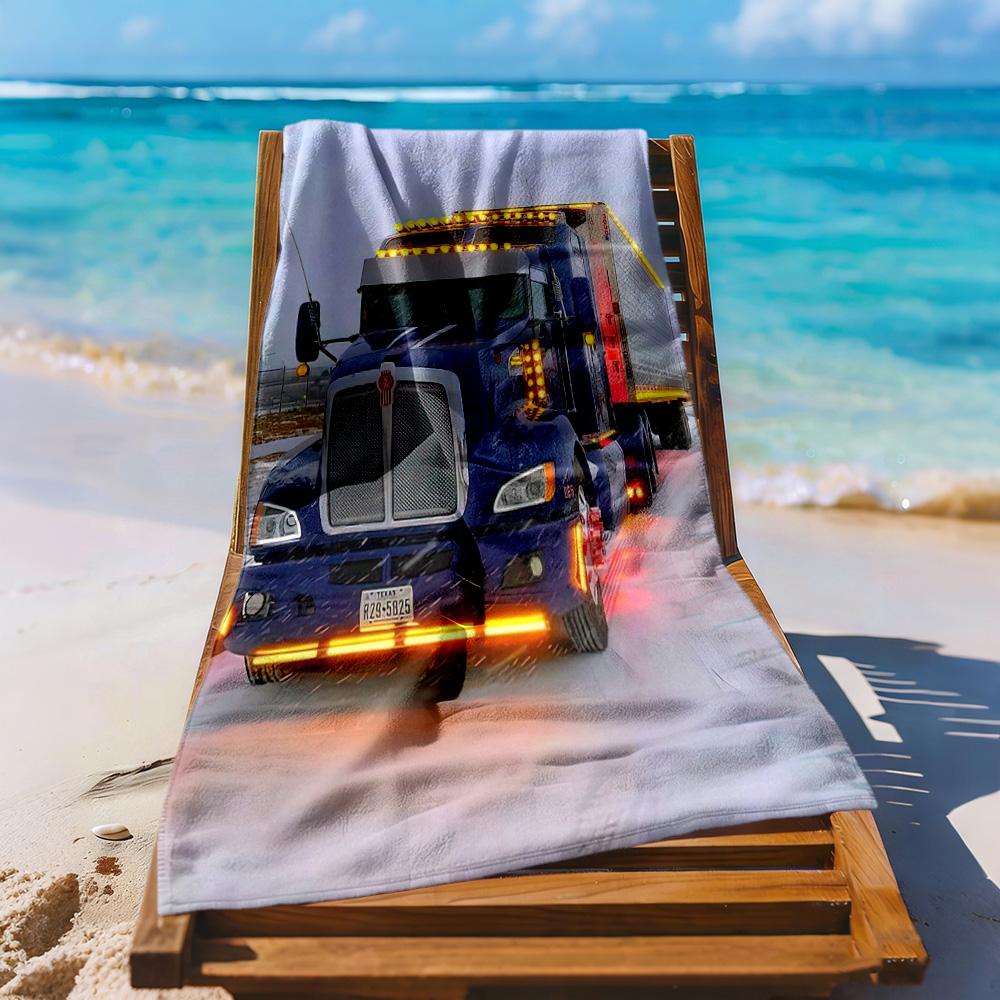 Kw Heavy Trucks Beach Towel Soft Durable Quickdry Comfortable Lightweight Suitable For Swimming Gym Camping Yoga Vacation