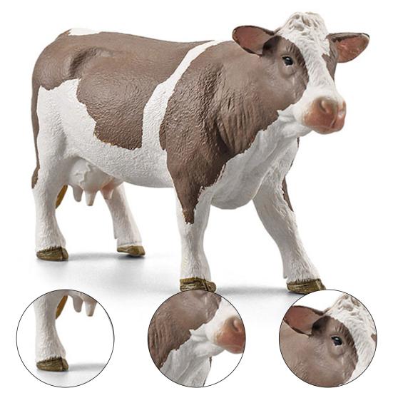 Animal Model Solid Meticulous Workmanship Plastic Simmental Cow Animal Model for Desktop Decoration