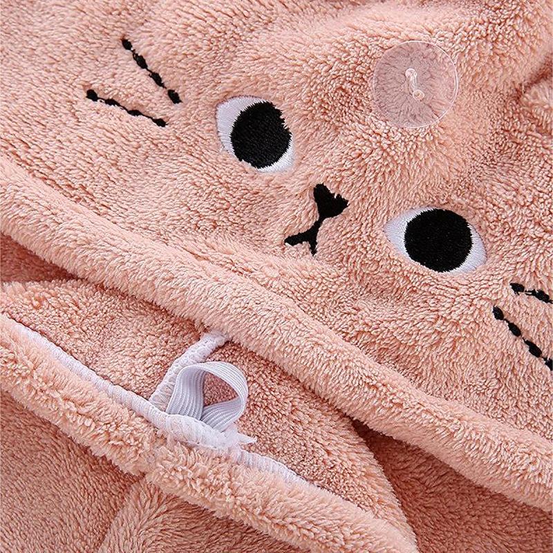 Cuffia per peli di gatto, asciugamano in pile di corallo, per capelli lunghi, cappello ad asciugatura rapida, asciugamano da bagno, assorbente d'acqua, asciugamano per capelli da donna