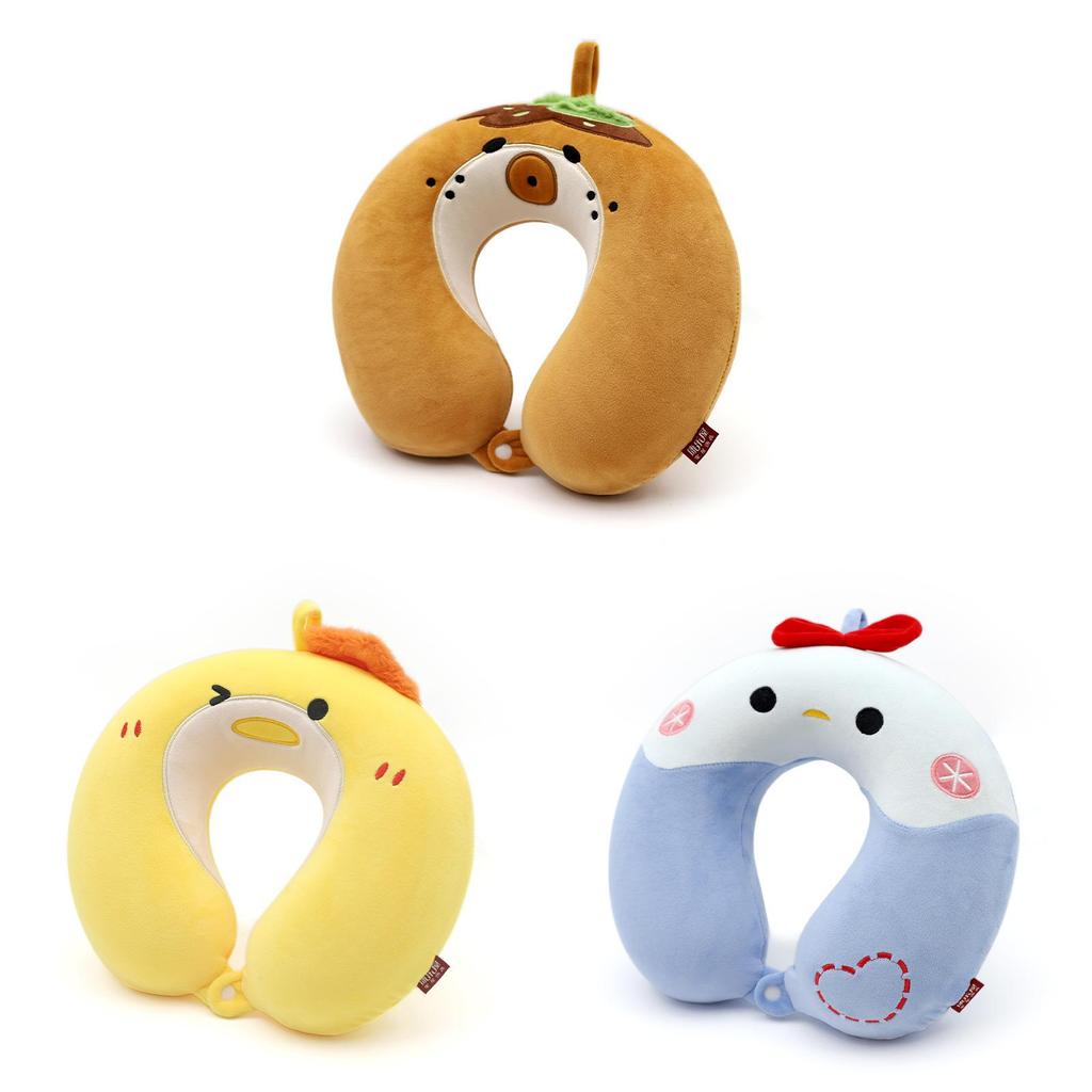 Cuscino da Viaggio a Forma di U in Memory Foam con Animali dei Cartoni Animati per Comfort in Viaggio e in Ufficio