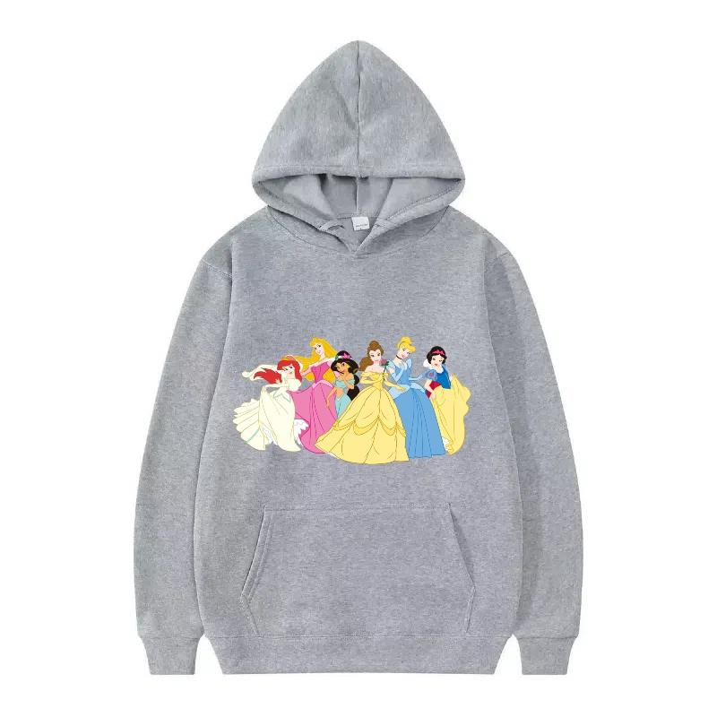 Disney Princess Pattern Woman Fashion Sporty Loose Black Spring Tops Clothes Pullovers Ladies Cheap Y2k Hoodies Men Sweatshirts
