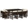 Vidaxl 11-Cz. Garden Furniture Set, Cushions, Brown, PE Rattan